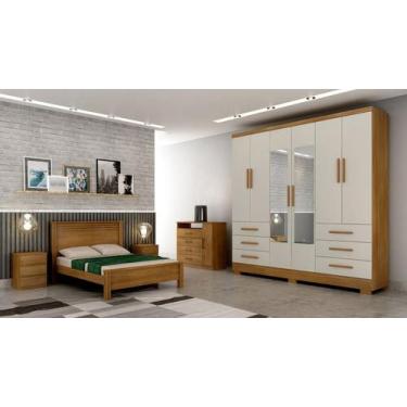 Imagem de Guarda Roupa Solteiro com Espelho com Pés 6 Portas 6 Gavetas - Encant-