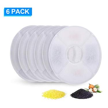 Imagem de Filtros de reposição para fontes água gatos da Flower Fountain Water Dispenser 6 unidades Meia resina carbono ativado Purifica profundamente a Mantém limpo e seguro cuidados com saúde do gato