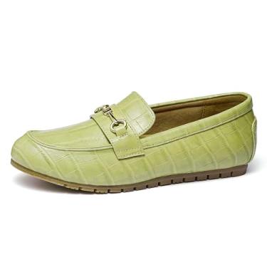 Imagem de COOL COSER C Mocassins femininos largos casuais sem cadarço mocassins femininos confortáveis com suporte de arco mocassins femininos elegantes, Pedra verde, 38