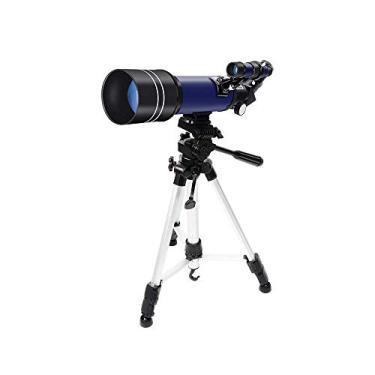 Imagem de pcagfaajmh Telescópio para adultos crianças iniciantes 70 mm abertura 400 mm telescópio refrator astronômico com adaptador de smartphone e telescópio tripé para astronomia e observação da lua