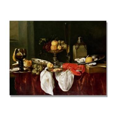 Imagem de NHLDZYH Vintage Fruta Ainda Vida Tela Retro Frutas Motivo Estilo Country Decoração de Parede para Cozinha e Sala de Jantar. A54. 80 x 105 cm. Apenas Tela