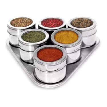 Imagem de Kit 6 Porta Temperos Magnético Inox com Imã para Geladeira, Organizador de Especiarias e Condimentos para Cozinha