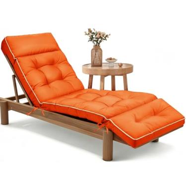 Imagem de MAGIC ELEPHANT Almofadas de espreguiçadeira para ambientes externos, substituição de espuma viscoelástica para pátio, piscina, espreguiçadeira, com laços para móveis ao ar livre, 188 x 55 x 10 cm