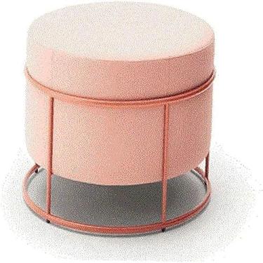 Imagem de Banqueta cinza para pés - apoio para os pés redondo casual para sapatos, pequeno banco de sofá, banquinho baixo doméstico, design simples, toque confortável e elegante.