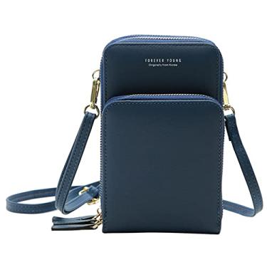 Imagem de Bolsa transversal feminina com alça ajustável padrão sólido fecho zipper bolsas de mão multipropósito carteira estojo pa