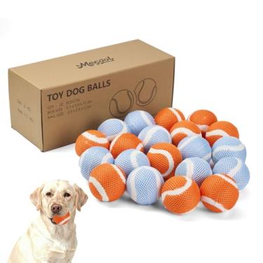 Imagem de MECOOL Bolas de tênis para cães 6,35 cm, 20 peças, buscam bolas interativas para cães duráveis para limpar os dentes, brincar em ambientes internos/externos para cães (azul e laranja)