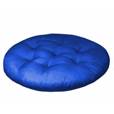 Imagem de Almofada Para Cadeira Redonda 80x80 cm Com Futon Para Decoração Cadeira Sofá Quarto (Azul royal)