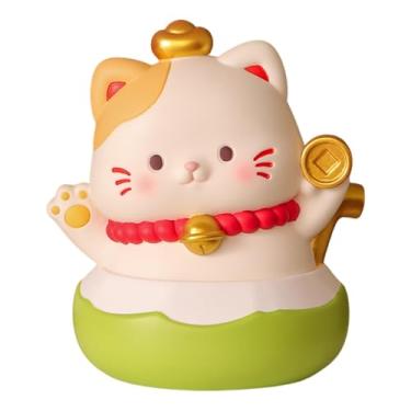 Imagem de FLCPJGV Estátua de Gato Artesanal Ornamento Porquinho Cofrinho Desenho Animado Estatueta Decorativa Escultura de Animal para Armário Lareira Presente de Anive, Bell S, Tamanho real