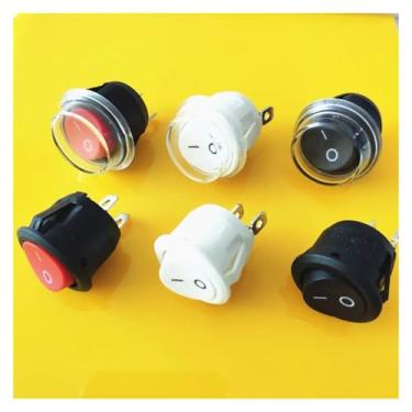 Imagem de 5 pçs/lote KCD1 2 pinos 20 mm liga/desliga SPST G149 interruptor basculante redondo DC AC 6A/250V tampa impermeável painel de carro trilho (interruptor vermelho)