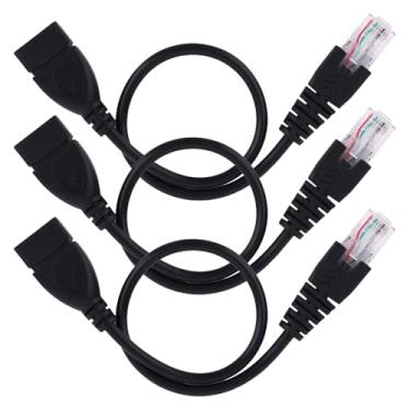 Imagem de 3un Cabo Adaptador USB para Ethernet RJ45, Cabo Adaptador Rede Conversor USB Fêmea para RJ45 Macho 30cm em PVC e Cobre Roteador Modem Câmera Computador e Switch (Preto)