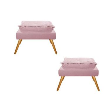 Imagem de Kit 02 Puffs Opala Palito Mel Suede Rosa Bebê - Doce Sonho Móveis