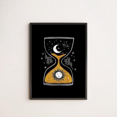 Imagem de Quadro Decorativo Ampulheta Universo 24X18Cm Preta