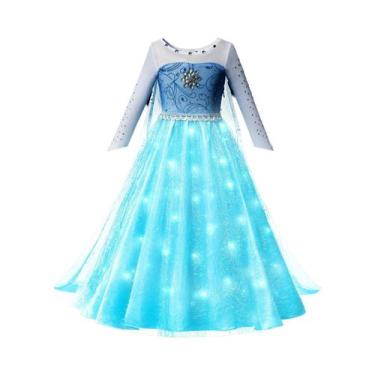 Imagem de Vestido LED Para Meninas Com Luzes Roxo E Verde Fantasia Infantil Para