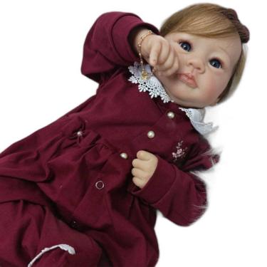Imagem de Bebe Reborn Menina, Corpo De Pano Macio, Realista, Cabelo Implantado Fio A Fio