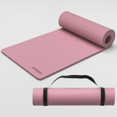 Imagem de Tapete de ioga 10 mm 183 x 66 cm TPE antiderrapante 1 cm de espessura, tapete de fitness fácil de transportar para ioga, pilates e treino, feito com material reciclável, durável, fácil de limpar (rosa