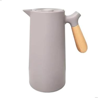 Imagem de Garrafa Térmica Café Chá 1L Cabo Madeira Moderna Mesa Posta Festas Eve