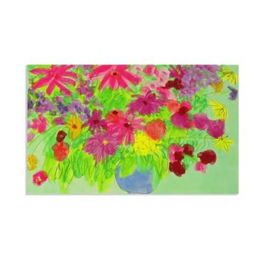 Imagem de Walasse Ting Wall Art Blue Vase Many Flowers Giclee Impressão em tela de famosa pintura abstrata colorida presente para ela moderna decoração de quarto de banheiro 60 x 95 cm (24 x 37 polegadas