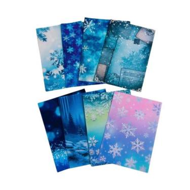 Imagem de Kit Colagens Adesivos A5 16 Papeis Decorados Inverno Scrapbook Journal