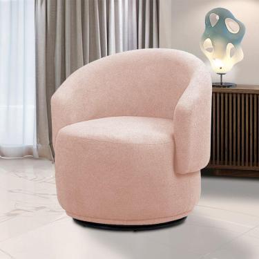 Imagem de Poltrona Decorativa Orgânica Giratória Névoa Bouclê Rosê E03 - D`rossi