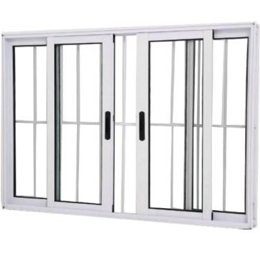 Imagem de Janela Vitro 4 Folhas Alumínio Branco 1.00  X 2.00 Linha 25 com Grade 