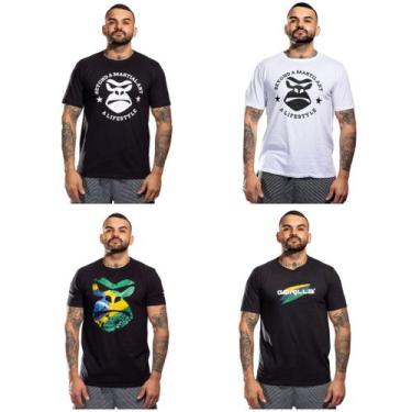 Imagem de Kit 4 Camisetas Masculina Algodão 100% Confortável Academia Gorilla Co