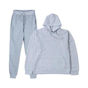 Imagem de Conjunto De Moletom Masculino Em Cor Sólida Para Outono E Inverno, Rou