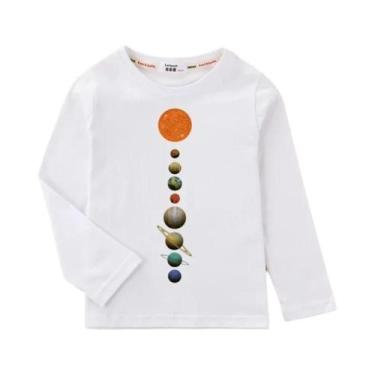 Imagem de Camiseta Infantil Com Estampa Do Sistema Solar, Manga Comprida, Camisa