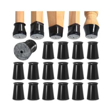 Imagem de Protetores De Pernas De Cadeira Em Silicone Preto, Pacote Com 28 Unida