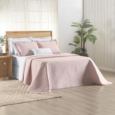 Imagem de Kit Cobre Leito Colcha Marley Queen Dupla face - Rosa