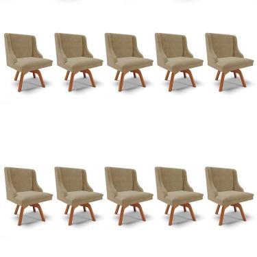 Imagem de Kit 10 Cadeiras Estofadas Giratória Para Sala De Jantar Lia Suede Marrom Rt - Ibiza