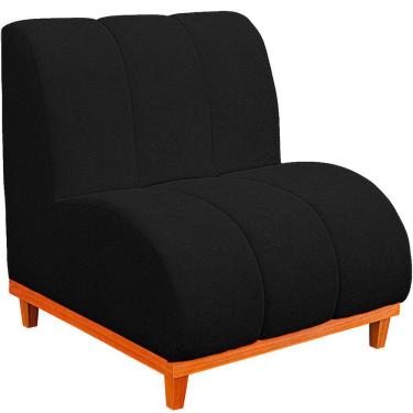 Imagem de Namoradeira Marselha Base De Madeira Para Sala Hotel Tecido Boucle Cor Preto