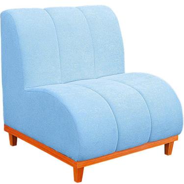 Imagem de Namoradeira Marselha Base De Madeira Para Sala Hotel Tecido Boucle Cor Azul Claro