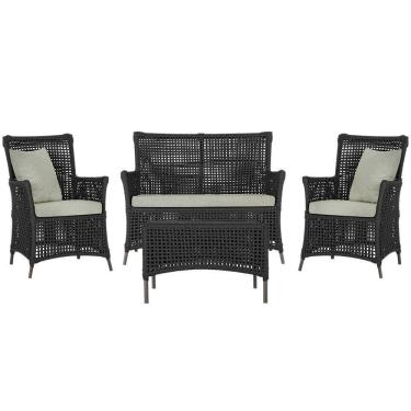 Imagem de Jogo Sofá 2 Poltronas E Mesa Igapó Marrom E3 Trama Original Preto