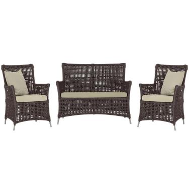 Imagem de Jogo Sofá E 2 Poltronas Igapó Alumínio Fendi E7 Trama Marrom