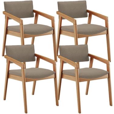 Imagem de Kit 04 Cadeiras De Jantar Estar Living Giorgia L02 Bouclê Bege
