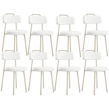 Imagem de Kit 08 Cadeiras Decorativas Estofada Sala Jantar Barcelona Arena L02 Facto Branco - Lyam