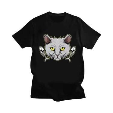 Imagem de Camiseta Gótica De Manga Curta Unissex Com Estampa De Gato Esfinge, Es