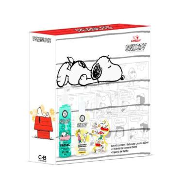 Imagem de Kit Snoopy Sabonete Facial 200ml + Hidratante Corporal 250ml + Esponja