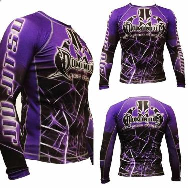 Imagem de Camisa Rash Guard Compressao Jiu Jitsu ML - Neon Roxa-Unissex