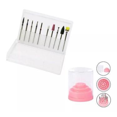 Imagem de Suporte Porta Brocas + 10 Brocas Cutilagem Unha No Motor - Não Informa