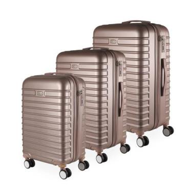 Imagem de Cj. Malas ABS 3 Pecas P/M/G Rodas 360 - AeroMalas Hong Kong, Rose