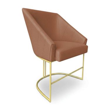 Imagem de Poltrona Luxo Alana Bouclê Terracota Base Ferro Dourado - Pallazio