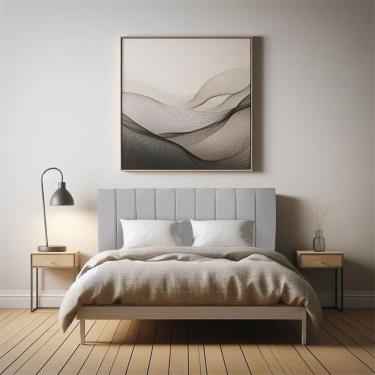 Imagem de Cabeceira Solteiro 0,90m Holanda Linho - Pallazio Cor Cinza