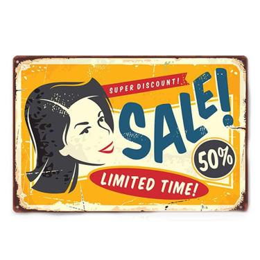 Imagem de Decoração de parede, pintura em ferro, placa de estanho, venda com 50% de desconto