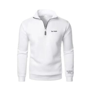 Imagem de Moletom Masculino Oversized Com Capuz E Meio Zíper, Gola Alta, Tendênc