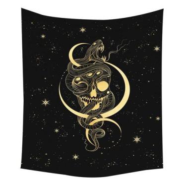 Imagem de Tapeçaria Halloween Skeleton Snake Wall 150x130cm em microtecido - yiw