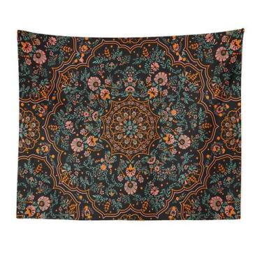 Imagem de Tapeçaria de parede colorida floral Mandela 150x100cm, microtecido - y