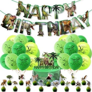 Imagem de Kit de balões para festa de aniversário de dinossauro 43 balões de lát