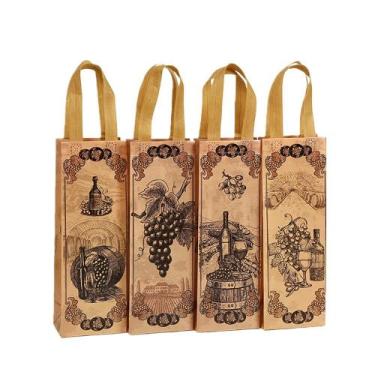 Imagem de Conjunto de sacolas de presente para garrafas de vinho vintage em esti