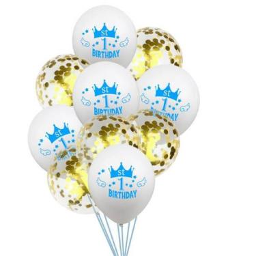 Imagem de Kit de balões de decoração de aniversário para 1º aniversário (10 unid